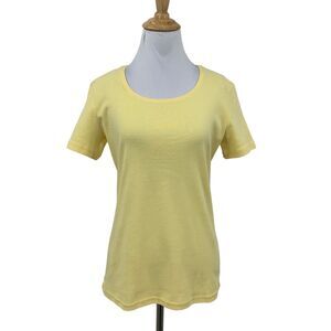 Karen Scott Basic Tee Womens XS Extra Small Lemon Short Sleeve Crew Neck Shirt